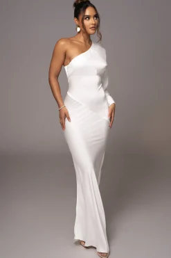 JLUXLABEL Ivory Femme Drape Maxi Dress