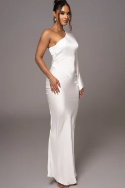 JLUXLABEL Ivory Femme Drape Maxi Dress