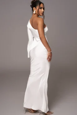 JLUXLABEL Ivory Femme Drape Maxi Dress