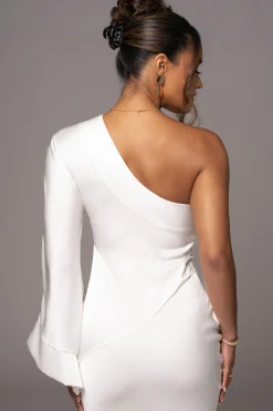 JLUXLABEL Ivory Femme Drape Maxi Dress