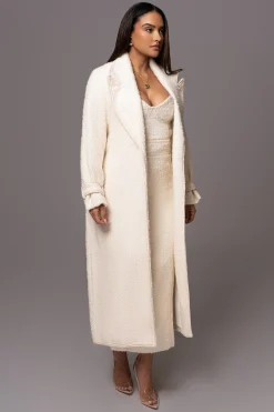 JLUXLABEL Ivory Fit For Success Boucle Coat