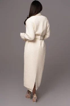 JLUXLABEL Ivory Fit For Success Boucle Coat