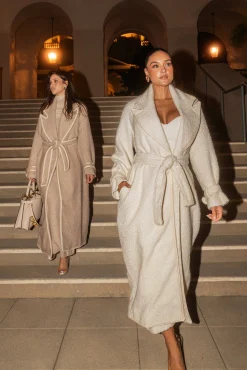 JLUXLABEL Ivory Fit For Success Boucle Coat