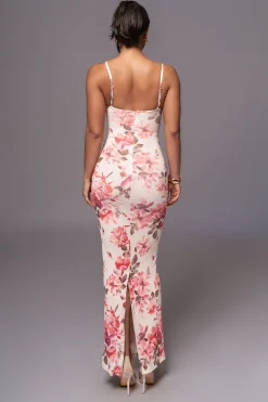 JLUXLABEL Ivory Floral Slinky Visions Of You Maxi Dress