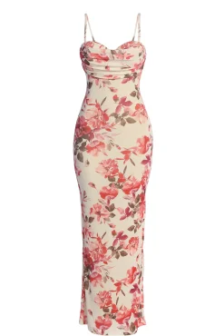 JLUXLABEL Ivory Floral Slinky Visions Of You Maxi Dress