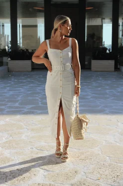 JLUXLABEL Ivory Forever Summer Belted Dress