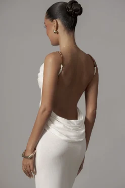 JLUXLABEL Ivory Getaway Linen Maxi Dress