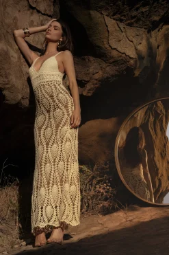 JLUXLABEL Ivory Great Escape Crochet Maxi Dress