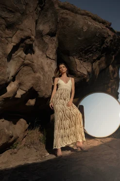 JLUXLABEL Ivory Great Escape Crochet Maxi Dress