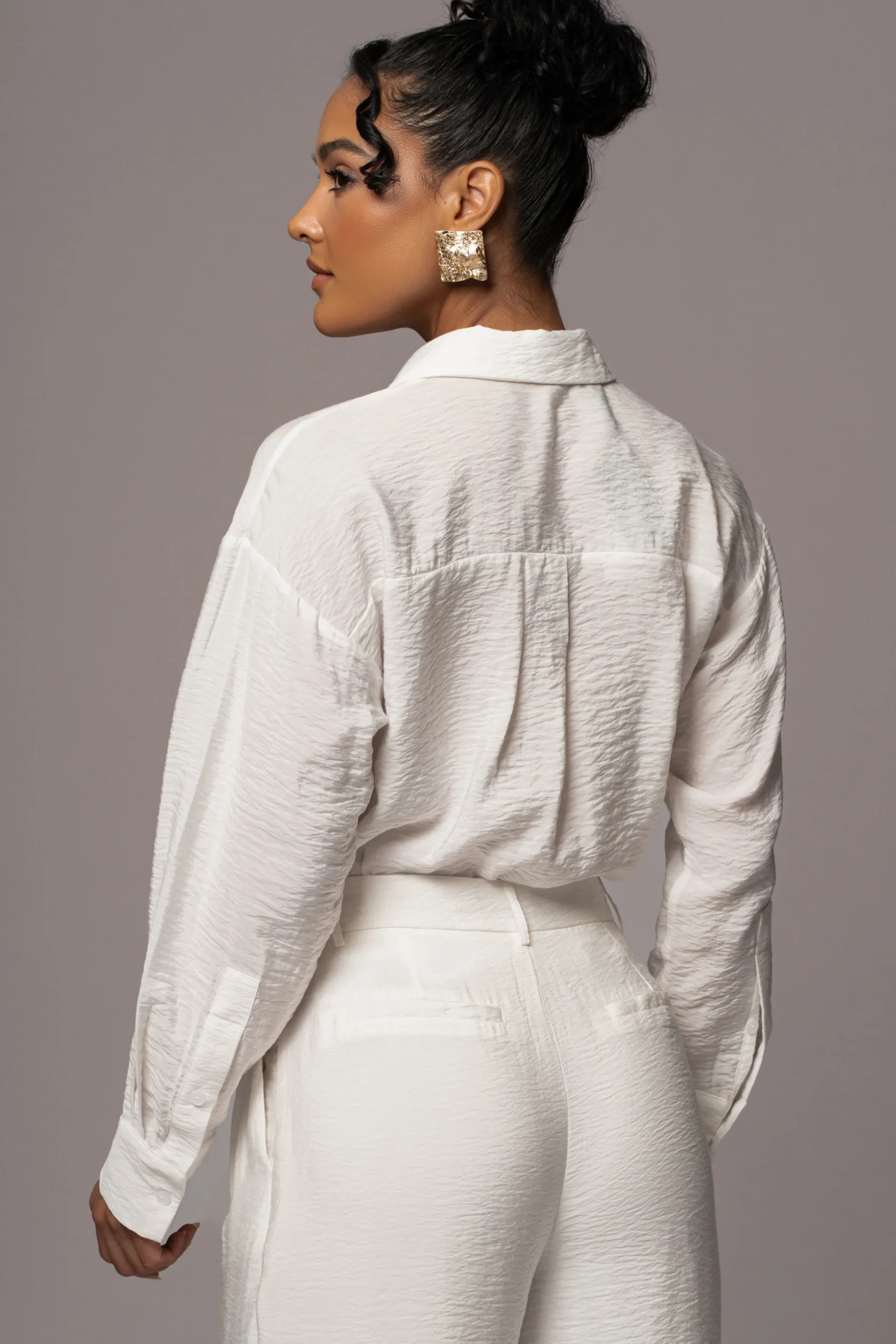 JLUXLABEL Ivory Greta Collared Top