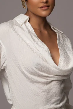JLUXLABEL Ivory Greta Collared Top