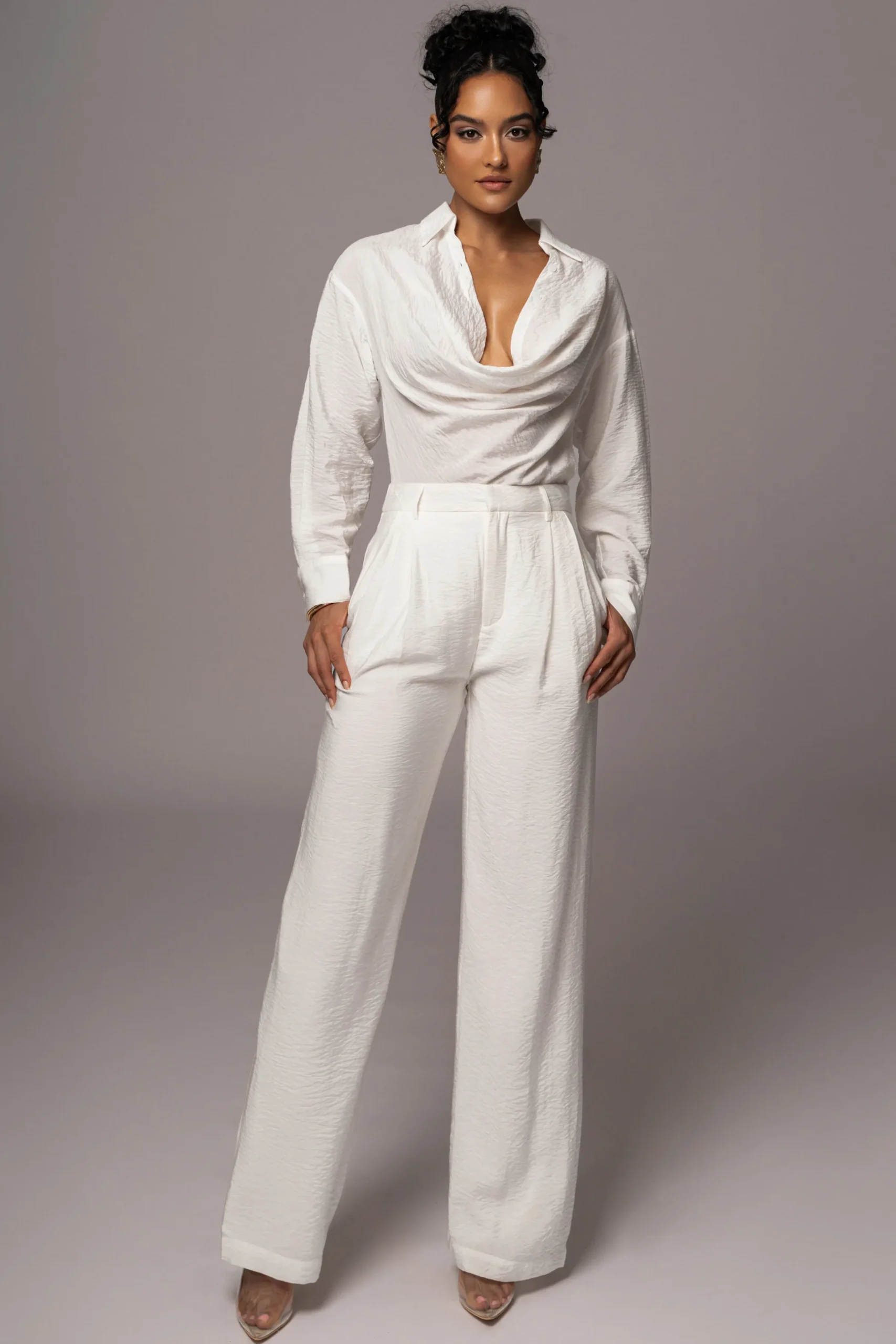 JLUXLABEL Ivory Greta Collared Top