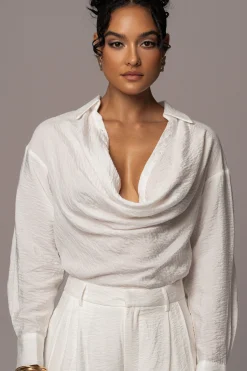 JLUXLABEL Ivory Greta Collared Top