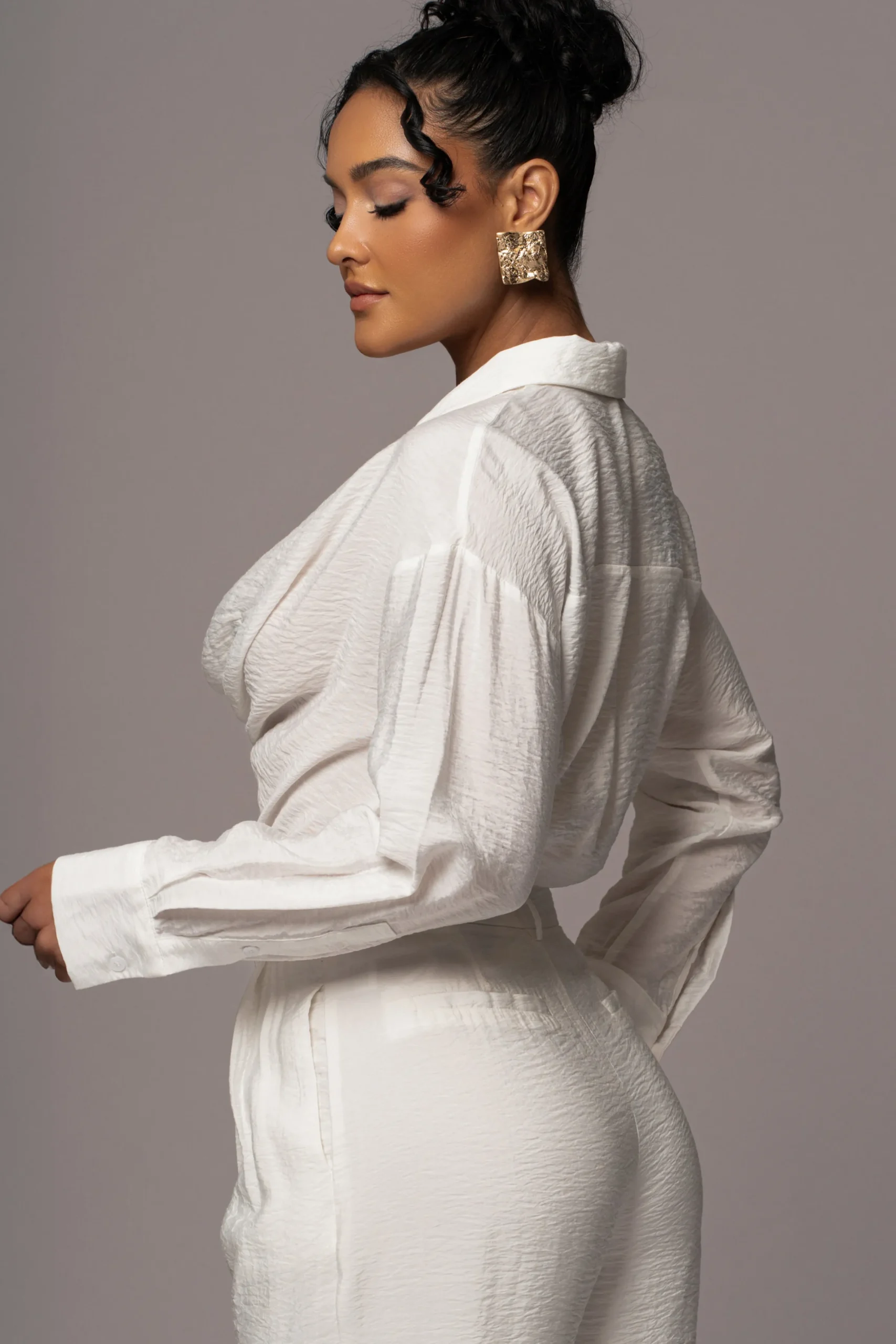 JLUXLABEL Ivory Greta Collared Top