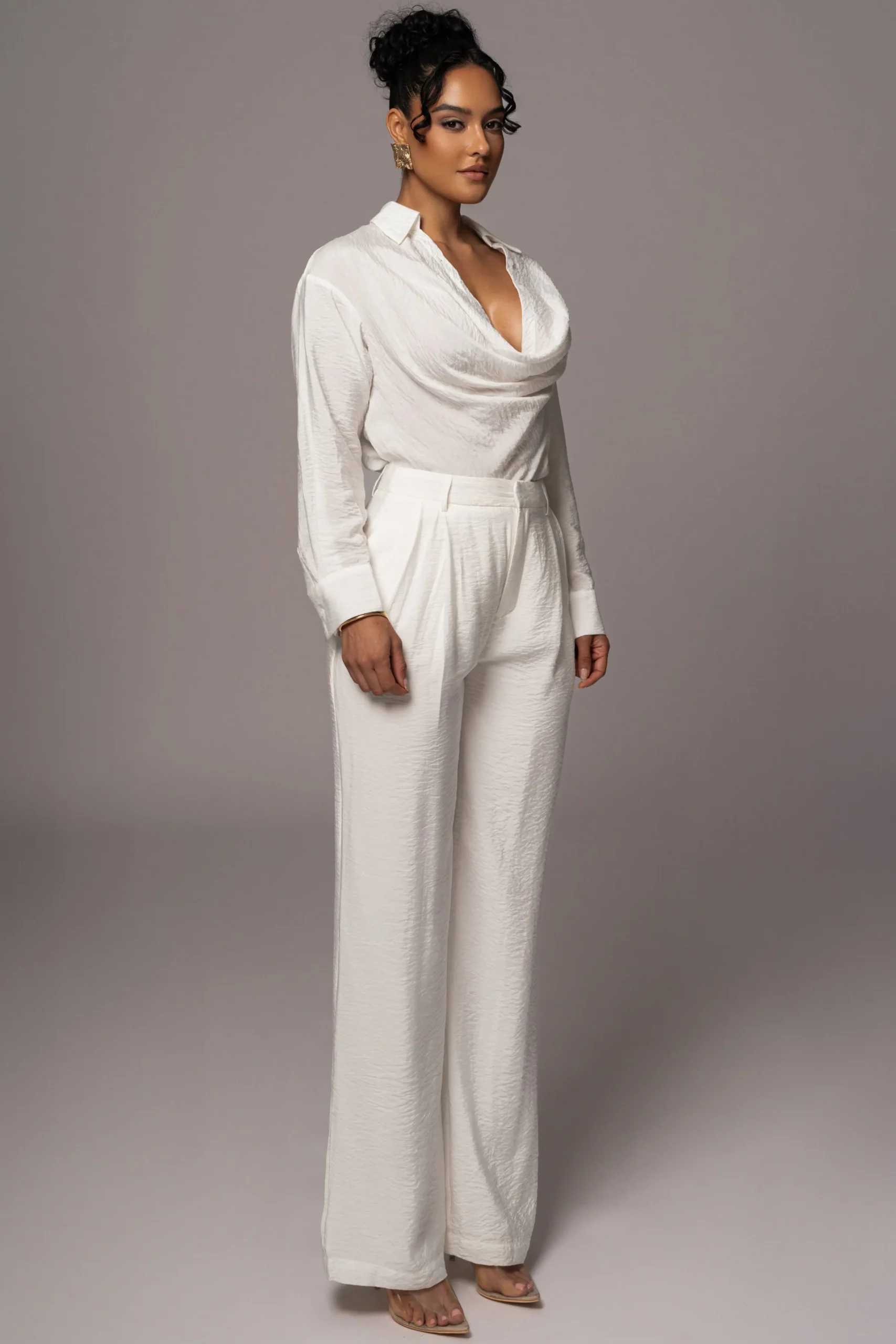 JLUXLABEL Ivory Greta Collared Top