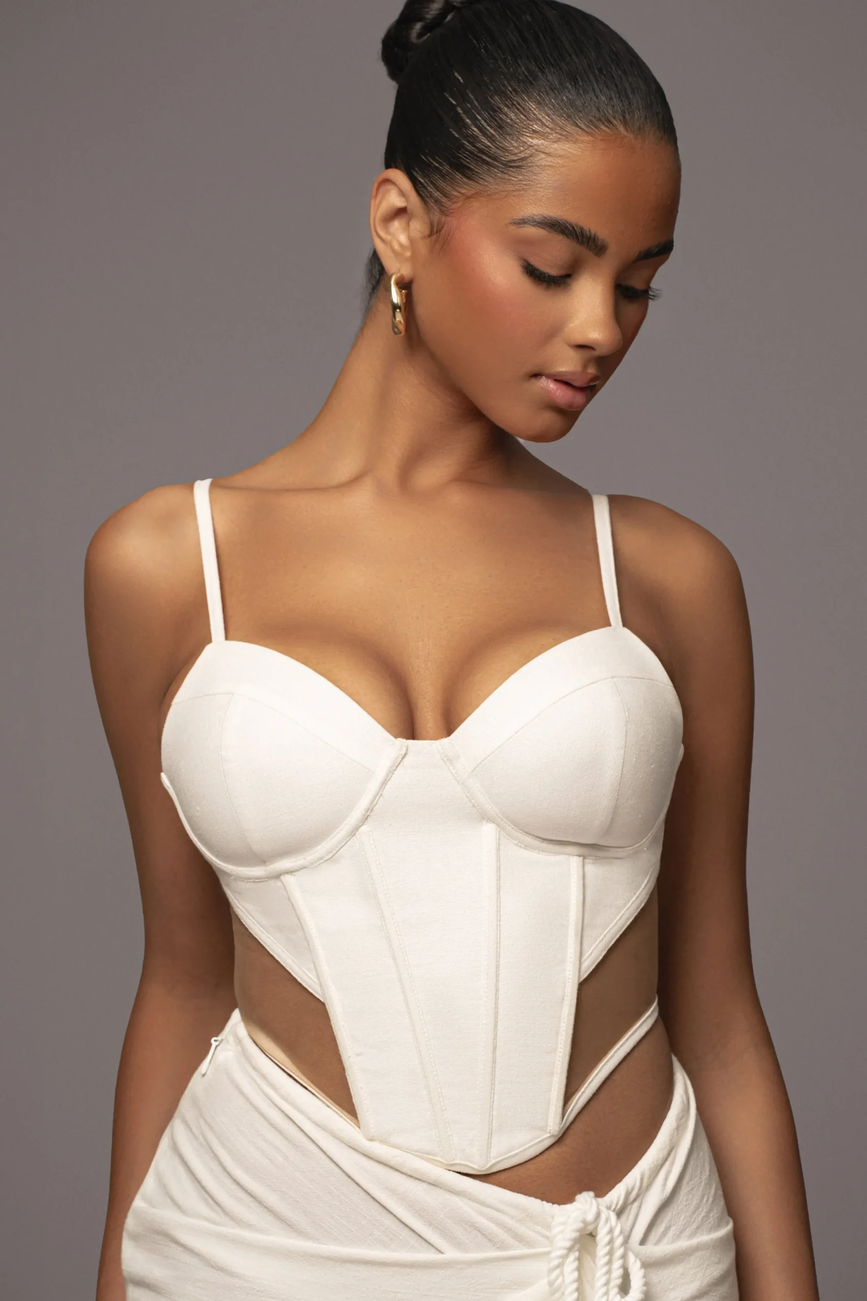 JLUXLABEL Ivory Horizon Linen Corset