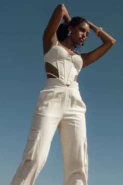 JLUXLABEL Ivory Horizon Linen Corset