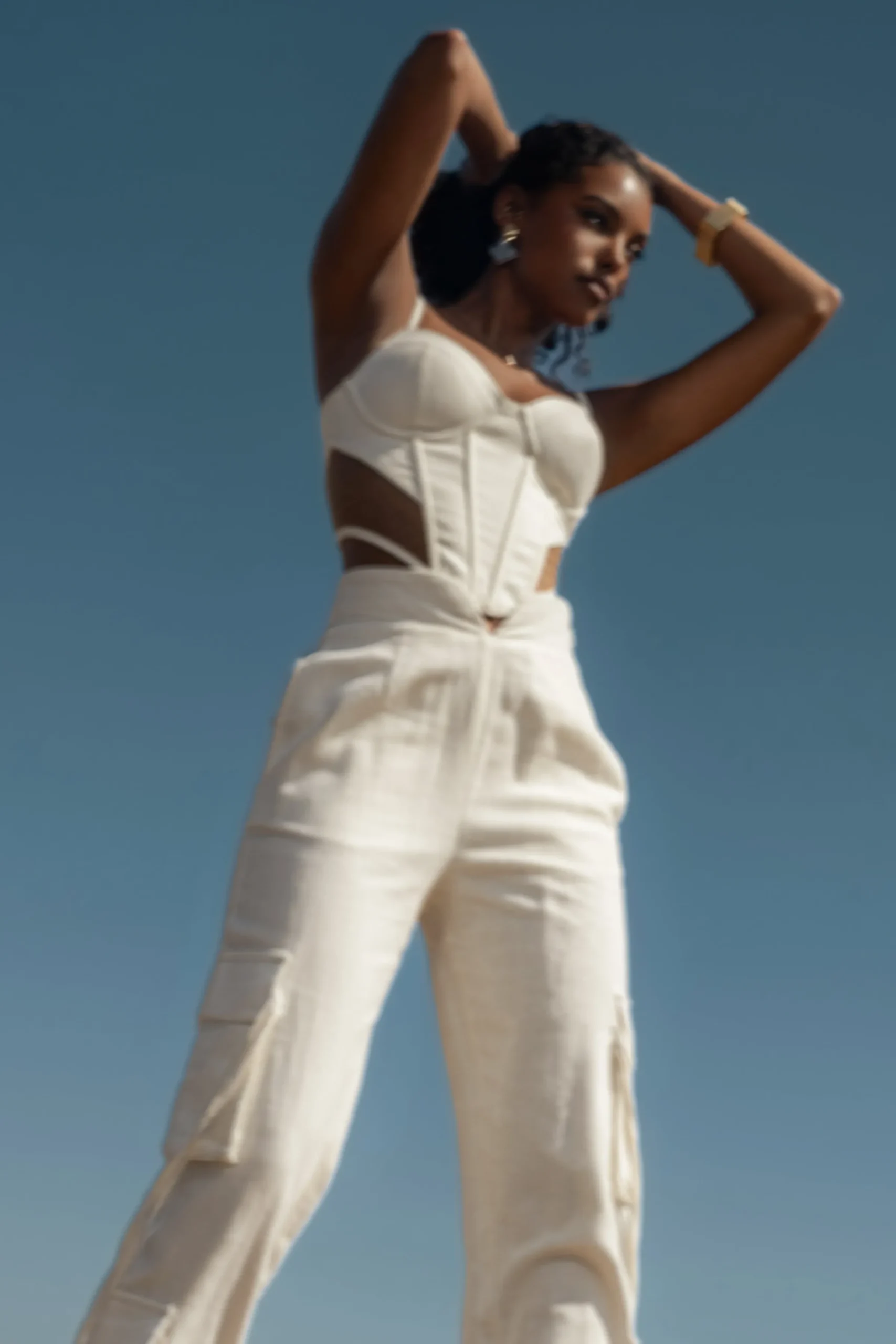 JLUXLABEL Ivory Horizon Linen Corset