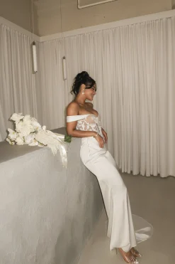 JLUXLABEL Ivory Infinite Love Satin Gown