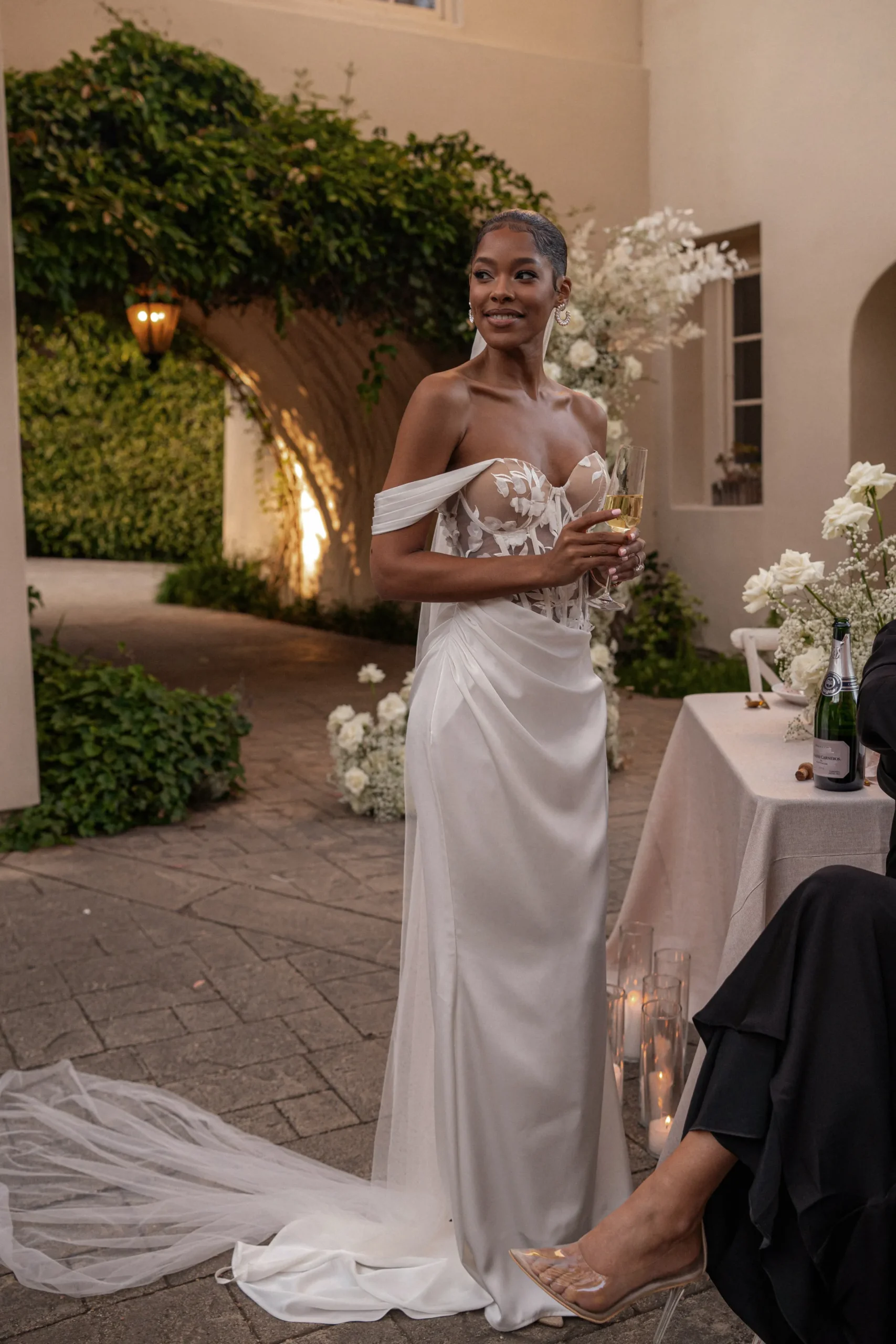 JLUXLABEL Ivory Infinite Love Satin Gown