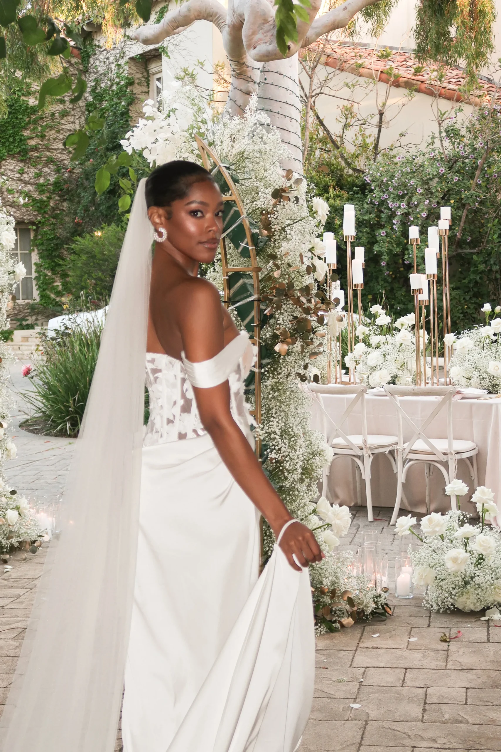 JLUXLABEL Ivory Infinite Love Satin Gown