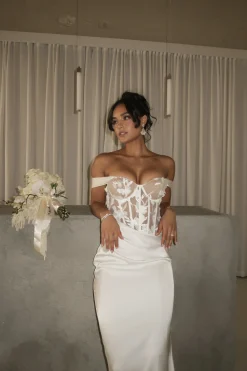 JLUXLABEL Ivory Infinite Love Satin Gown
