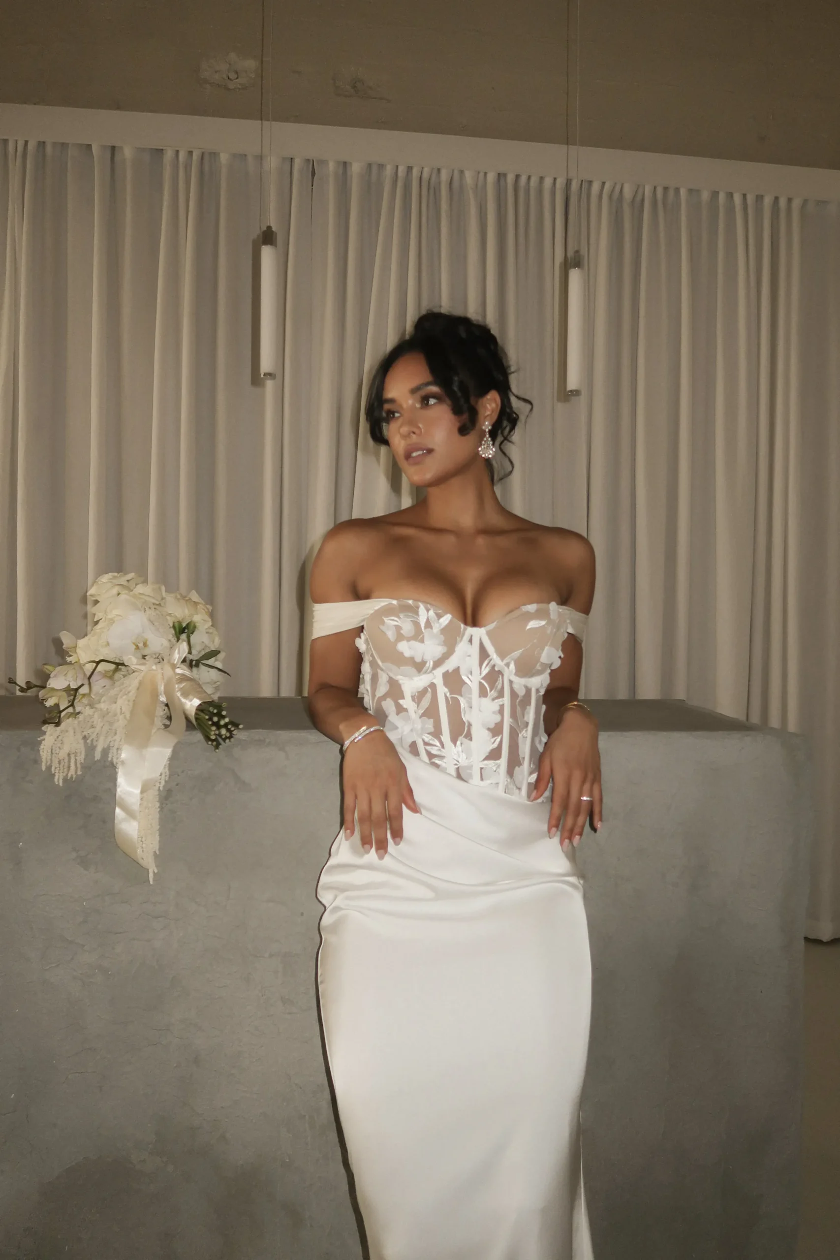 JLUXLABEL Ivory Infinite Love Satin Gown