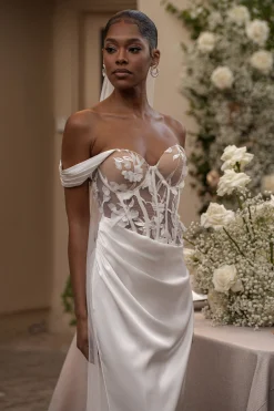 JLUXLABEL Ivory Infinite Love Satin Gown