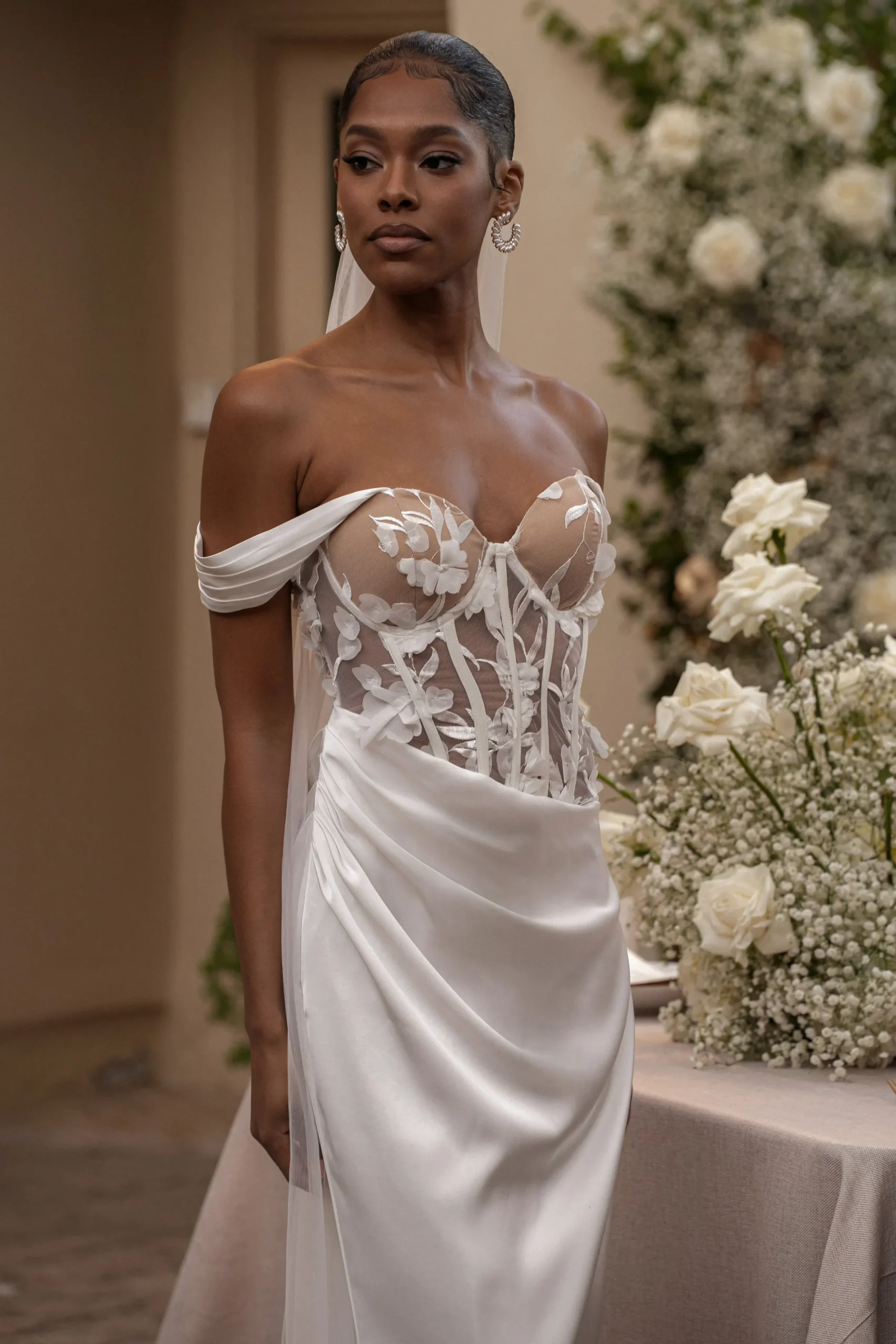JLUXLABEL Ivory Infinite Love Satin Gown