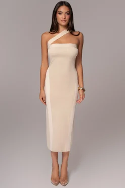 JLUXLABEL Ivory Ivone Asymmetrical Midi Dress