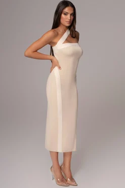 JLUXLABEL Ivory Ivone Asymmetrical Midi Dress