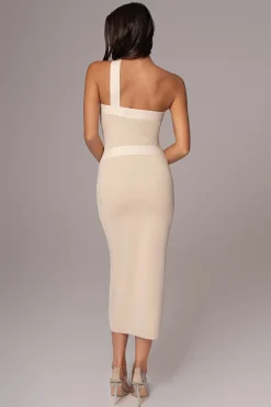 JLUXLABEL Ivory Ivone Asymmetrical Midi Dress