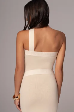 JLUXLABEL Ivory Ivone Asymmetrical Midi Dress