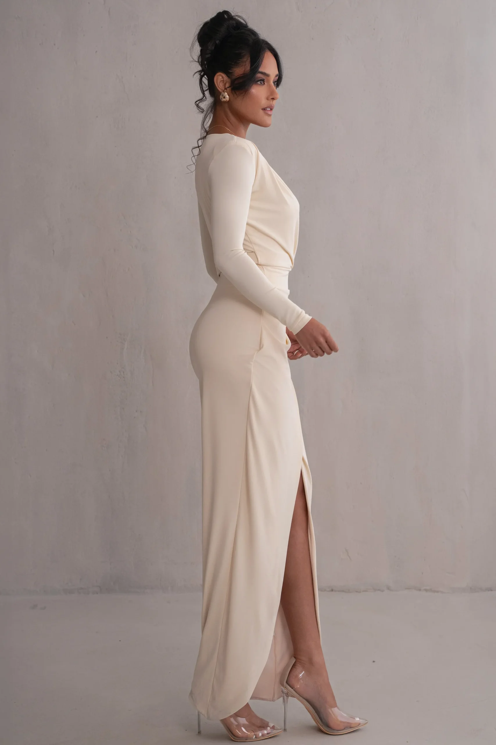 JLUXLABEL Ivory Jamie Plunge Maxi Dress