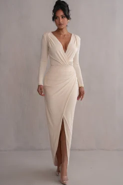 JLUXLABEL Ivory Jamie Plunge Maxi Dress
