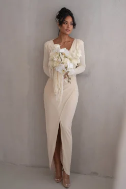 JLUXLABEL Ivory Jamie Plunge Maxi Dress