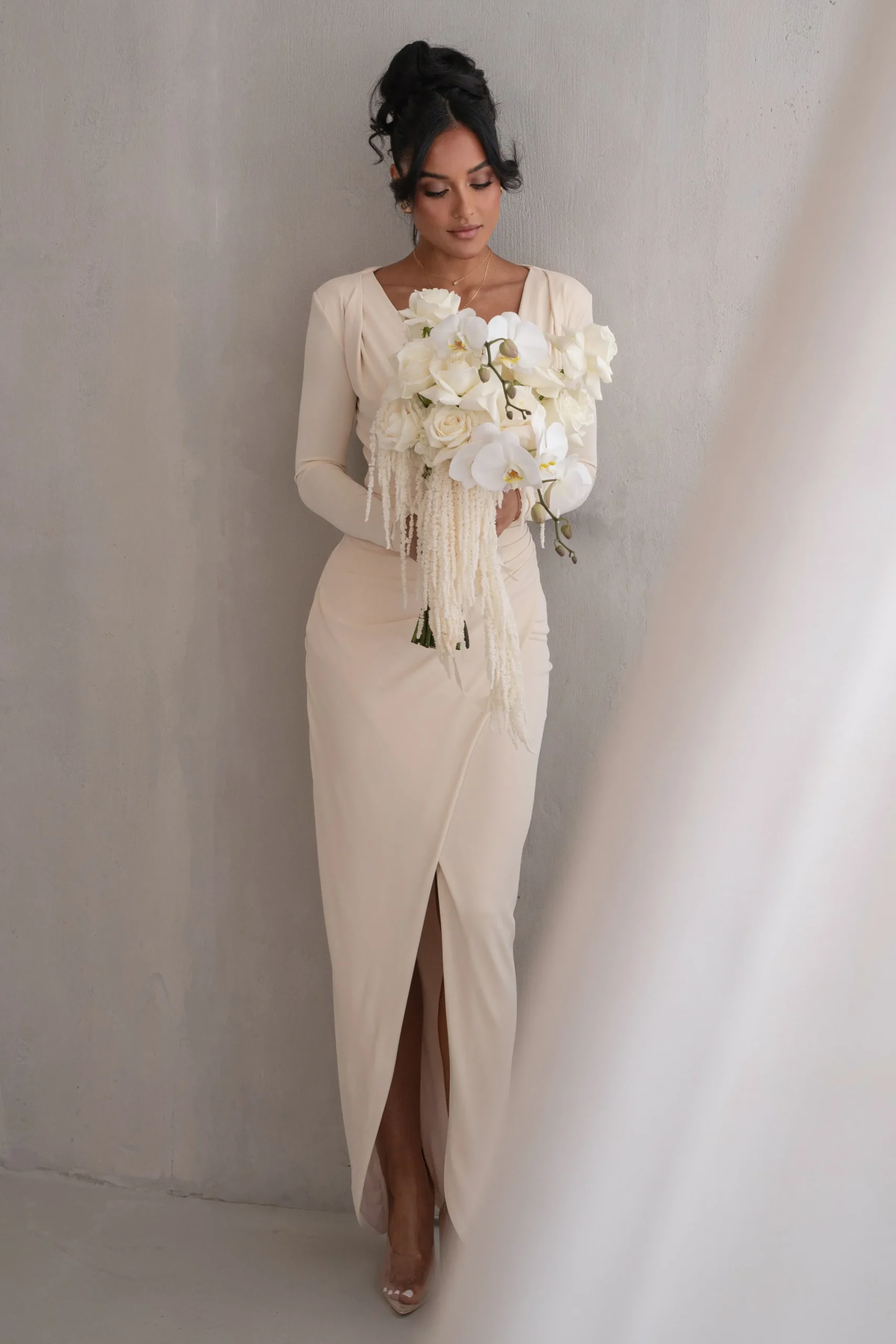 JLUXLABEL Ivory Jamie Plunge Maxi Dress