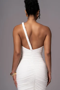 JLUXLABEL Ivory Jess Ruched Midi Dress