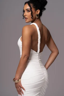 JLUXLABEL Ivory Jess Ruched Midi Dress