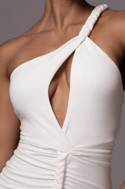 JLUXLABEL Ivory Jess Ruched Midi Dress