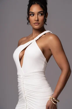 JLUXLABEL Ivory Jess Ruched Midi Dress