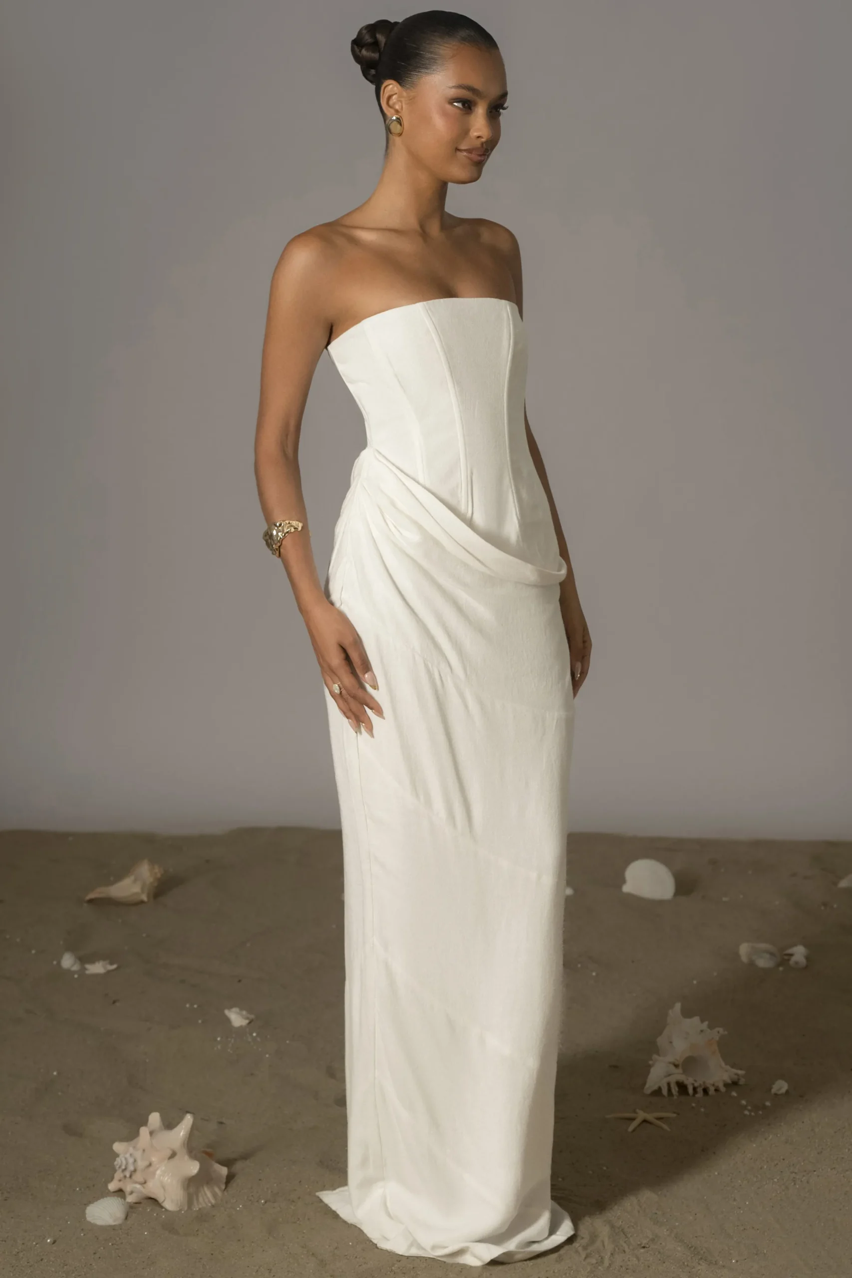 JLUXLABEL Ivory Journey Linen Maxi Dress