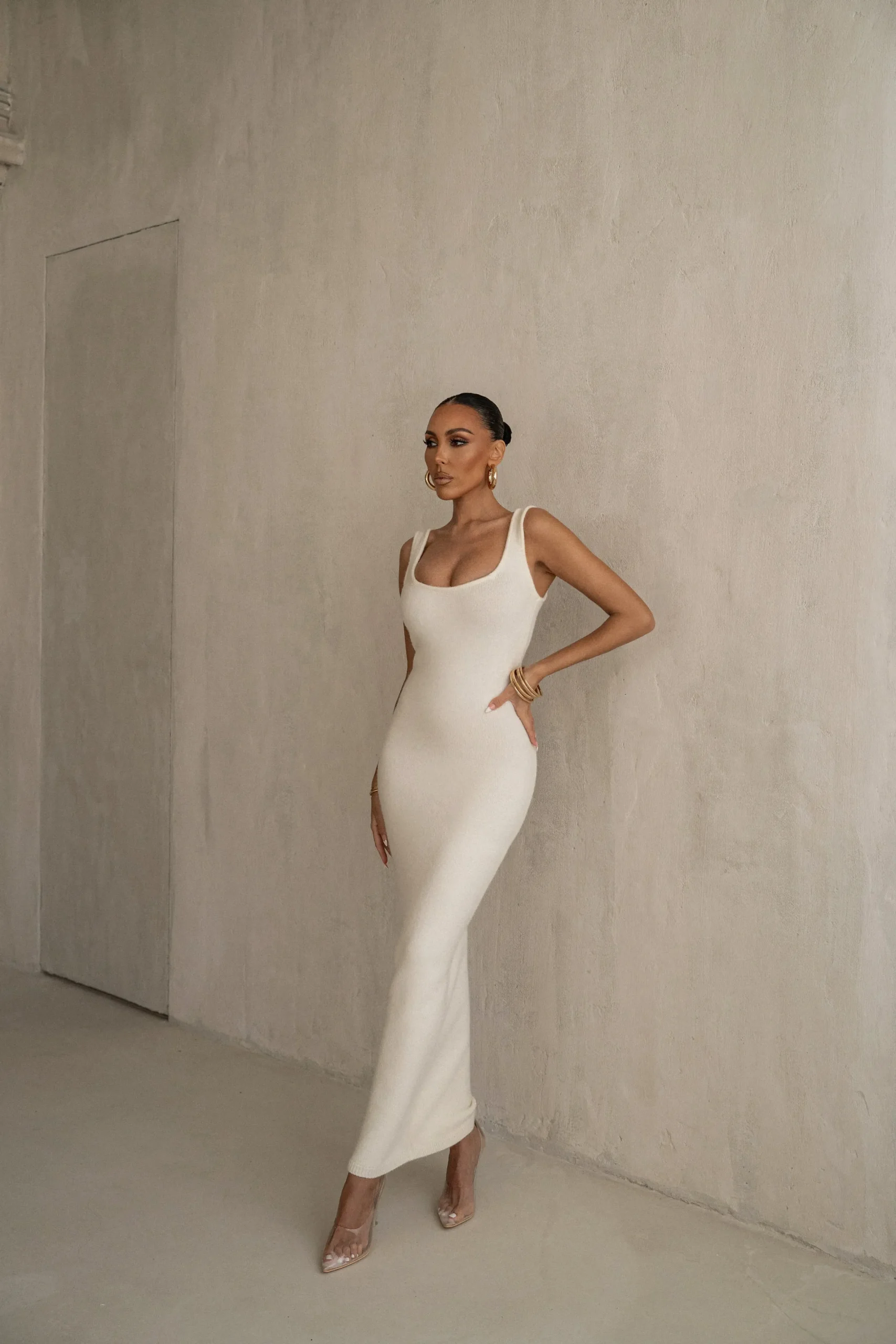 JLUXLABEL Ivory Karolina Knit Maxi Dress