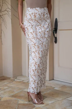 JLUXLABEL Ivory Lace Romance Maxi Skirt