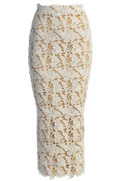 JLUXLABEL Ivory Lace Romance Maxi Skirt