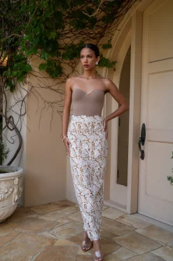JLUXLABEL Ivory Lace Romance Maxi Skirt
