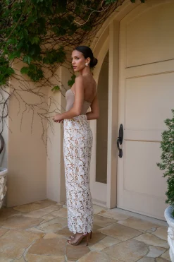 JLUXLABEL Ivory Lace Romance Maxi Skirt