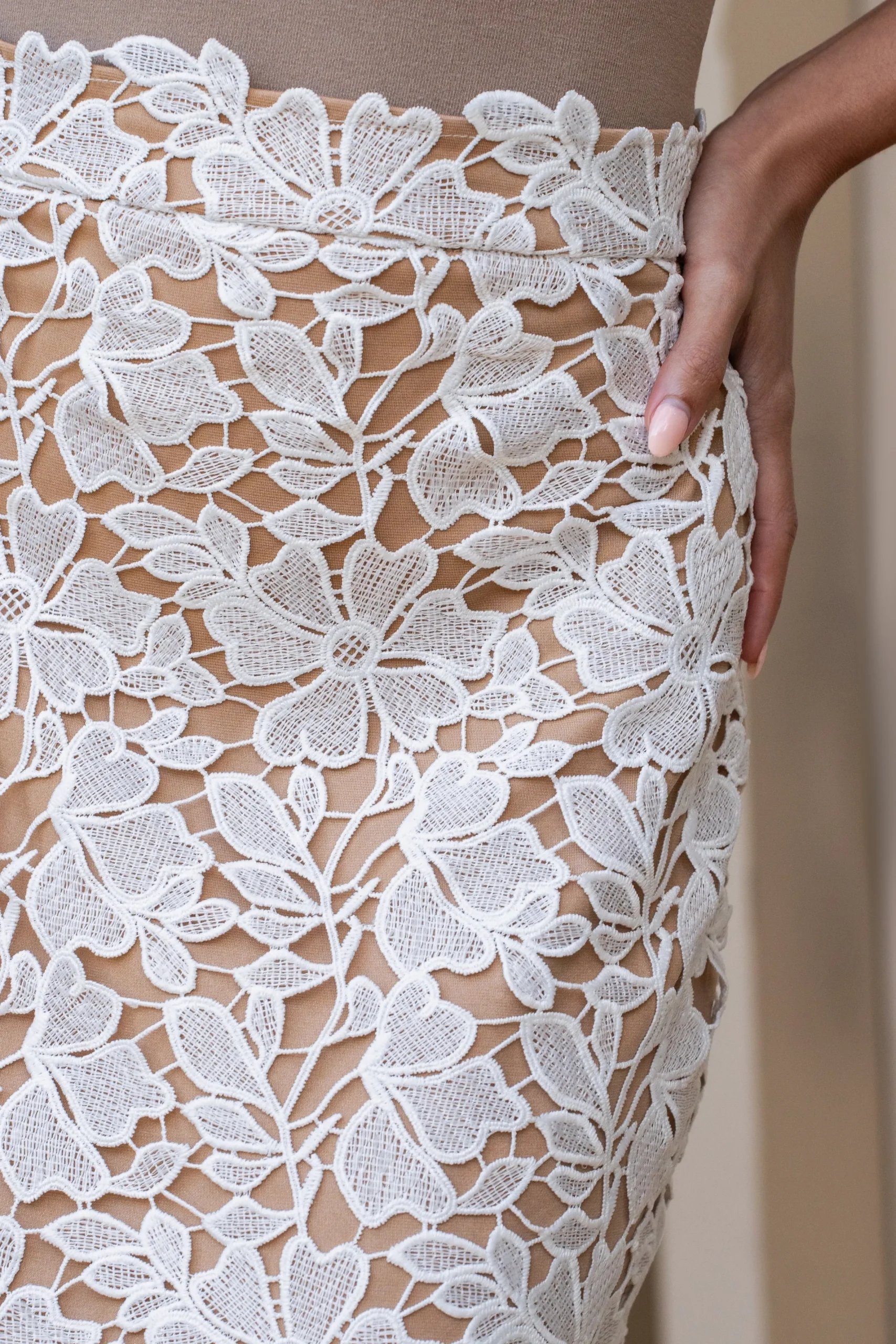 JLUXLABEL Ivory Lace Romance Maxi Skirt