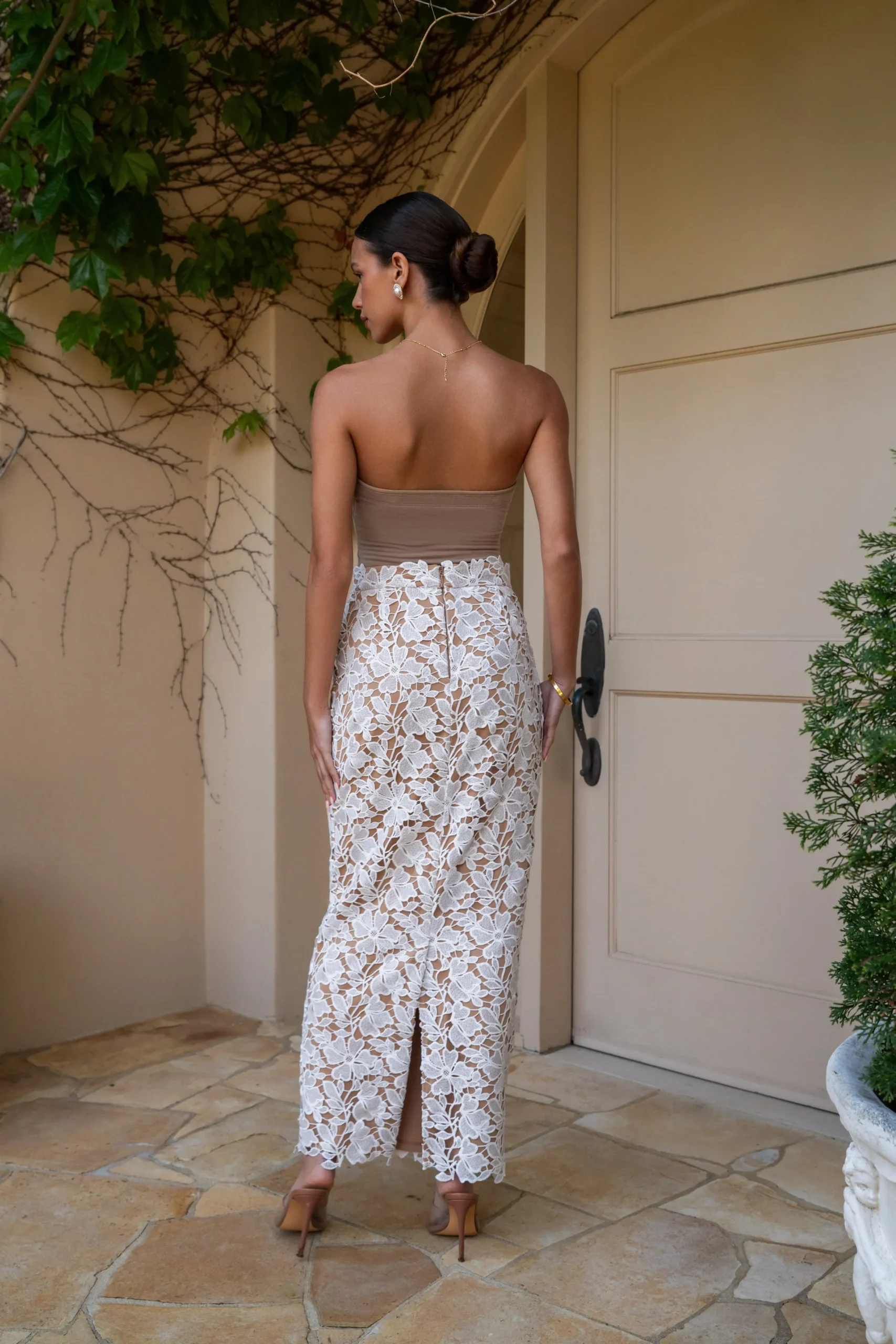 JLUXLABEL Ivory Lace Romance Maxi Skirt