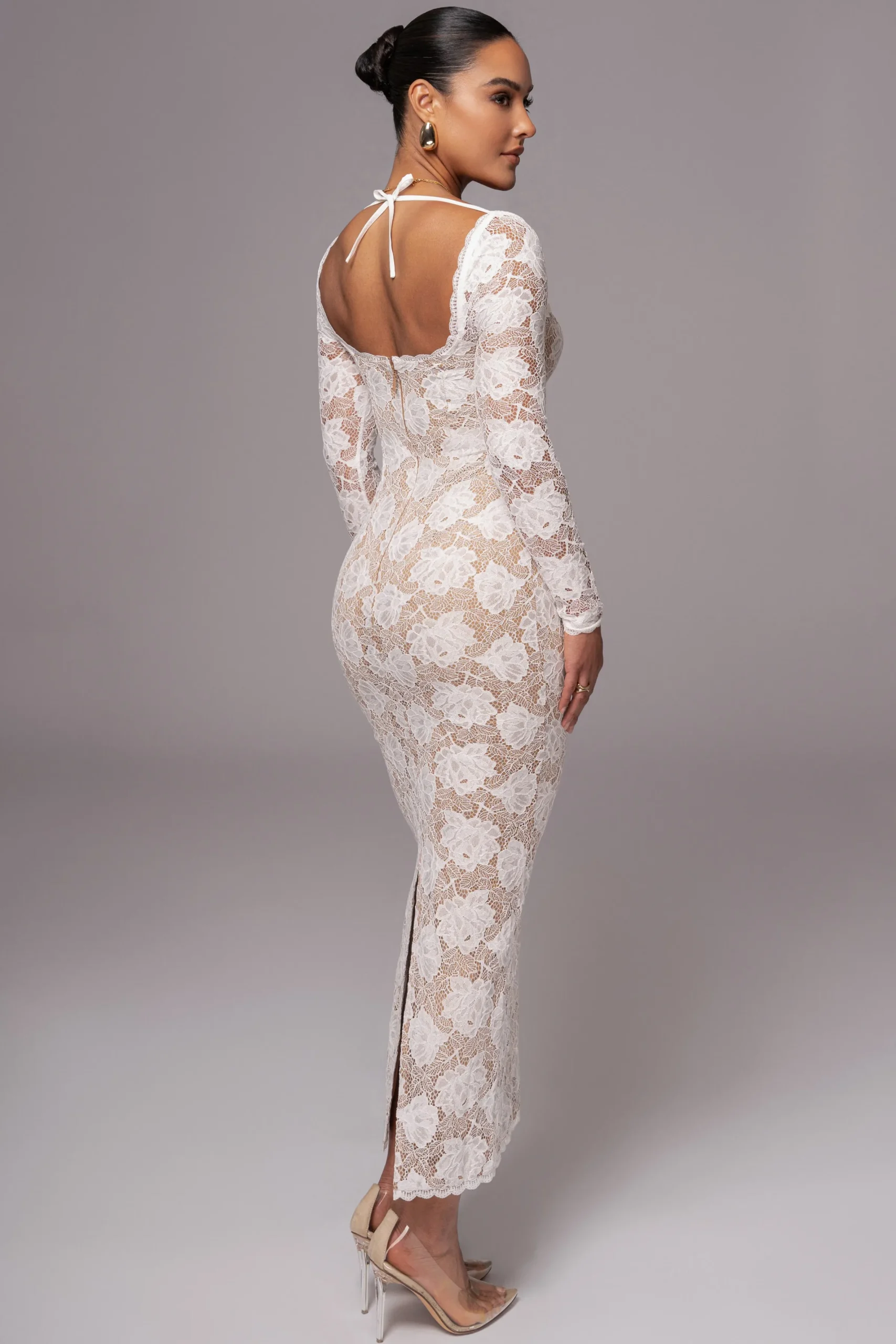 JLUXLABEL Ivory Lace Sweetheart Maxi Dress